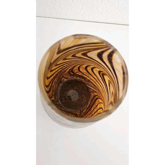 Teleflora Swirl Iridescent Blue Green Purple Gold Vase Modern Art Glass 7" - Picture 6 of 9